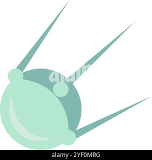 Elemento satellite artificiale vettoriale in stile cartoon. Esplorazione del simbolo dell'universo. Meraviglie del cosmo, scienza astronomica. L'illustrazione Illustrazione Vettoriale