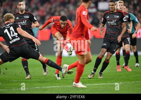 Torschuss Aktion Torchance Jamal Musiala FC Bayern Muenchen FCB (42) FC Bayern Muenchen FCB vs 1. LE NORMATIVE DFL DEL FC UNION BERLIN FCU 02.11.2024 VIETANO QUALSIASI USO DI FOTOGRAFIE COME SEQUENZE DI IMMAGINI E/O QUASI-VIDEO Foto Stock