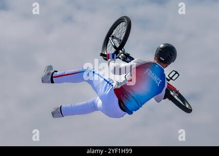 Anthony Jeanjean (fra) partecipa alla finale Cycling BMX Freestyle Men's Park Foto Stock