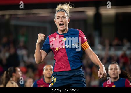 Alexia Putellas (FC Barcelona) festeggia durante una partita di Liga F tra FC Barcelona e SD Eibar all'Estadi Johan Cruyff a Sant Joan Despi, Barcellona, Spagna, il 2 novembre 2024. Foto di Felipe Mondino Foto Stock