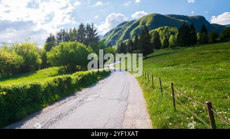 Strada tortuosa in campagna Foto Stock
