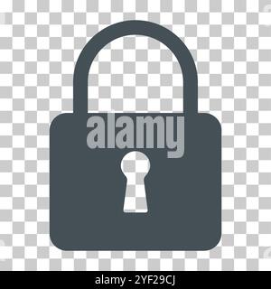 Icona di blocco del design classico, forma del bottone del nastro di apertura, illustrazione vettoriale sicura . Illustrazione Vettoriale