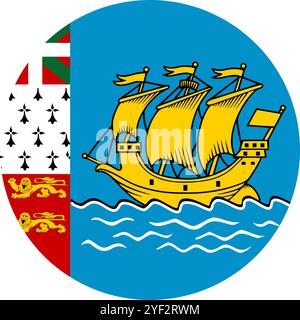 Saint Pierre e Miquelon Circle Flag, Circle Flag di Saint Pierre e Miquelon, Vector Images Illustrazione Vettoriale