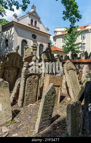 Vecchio cimitero ebraico a Praga, Repubblica Ceca. Foto Stock
