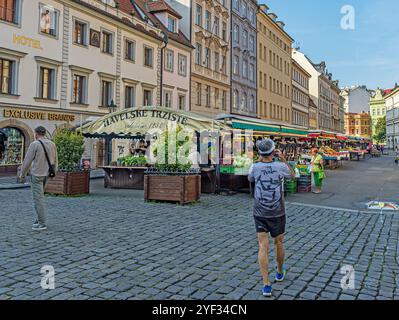 Mercato Havelska - operativo dal XIII secolo a Praga, Repubblica Ceca. Foto Stock