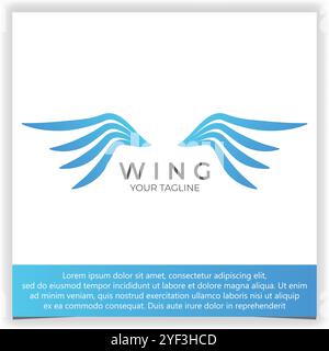 Icona modello logo Falcon Blue Wing Logo design app eps Illustrazione Vettoriale