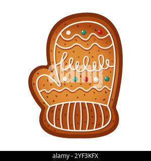 Guanti di pan di zenzero decorati con un oggetto vettoriale piatto glassato Illustrazione Vettoriale