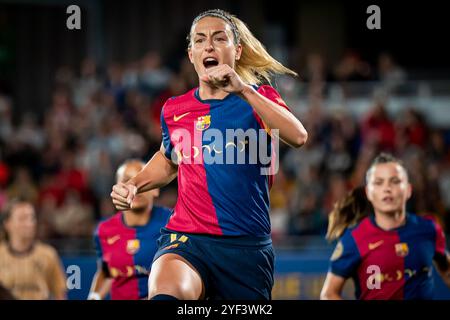 Barcellona, Spagna. 2 novembre 2024. Alexia Putellas (FC Barcelona) celebra un gol durante la partita di Liga F tra FC Barcelona e SD Eibar all'Estadi Johan Cruyff. Punteggio finale: FC Barcelona 4 -0 SD Eibar. Credito: SOPA Images Limited/Alamy Live News Foto Stock