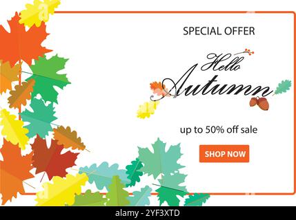 Calligrafia autunnale. Illustrazione stagionale del template.vettoriale del banner di lettering.web Illustrazione Vettoriale