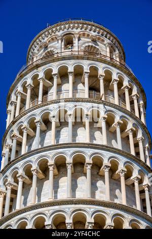 La Torre Pendente di Pisa, situata in Piazza dei Miracoli, Pisa, Italia Foto Stock