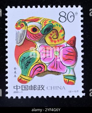 CINA - CIRCA 2003:Un francobollo stampato in Cina showsYear of Sheep (2003 GUI-wei Year),circa 2003 Foto Stock