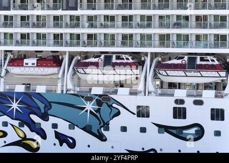 OCEANO PACIFICO, PENISOLA DI KAMCHATKA, ESTREMO ORIENTE RUSSO, 10 MAGGIO 2019: Ponte multiplo di crociera passeggeri di lusso Expedition Cruise Liner Norwegian Jewel (Norwegi Foto Stock