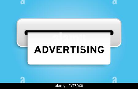 Banner coupon bianco con pubblicità scritta dalla macchina su sfondo blu Illustrazione Vettoriale