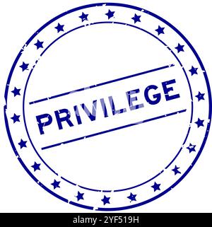 Francobollo circolare in gomma per parola privlege su sfondo bianco Illustrazione Vettoriale