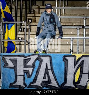 WAALWIJK, Paesi Bassi. 3 novembre 2024. SPO, Mandemakers Stadium, Dutch eredivisie, stagione 2024/2025, durante la partita RKC - Almere City, tifoso dell'RKC Waalwijk credito: Pro Shots/Alamy Live News Foto Stock