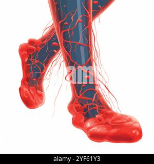 Coaguli di sangue nelle gambe umane illustrazione vena profonda Illustrazione Vettoriale