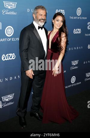 Mel Gibson e Rosalind Ross all'arte di Elysium del XII cielo annuale celebrazione tenutasi presso la Sala Privata a Los Angeles, negli Stati Uniti il 5 gennaio 2019. Foto Stock