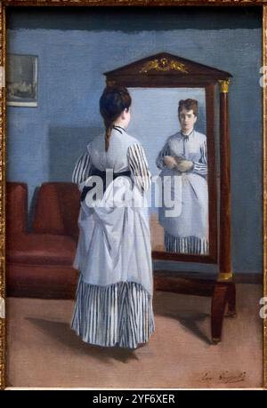 Lo specchio a tutta lunghezza, circa 1869-. 1870, Eva Gonzalès (1847-1883), The National Gallery, Londra, Regno Unito. Foto Stock