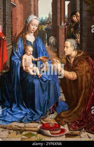 Dettaglio, The Adoration of the Kings, 1510-1515, Jan Gossaert (Jean Gossart) (attivo nel 1508; morto nel 1532), The National Gallery, Londra, Regno Unito. Foto Stock