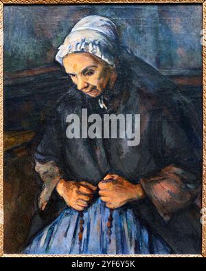 Una vecchia donna con un Rosario, circa 1895-1896, Paul Cezanne (1839-1906), The National Gallery, Londra, REGNO UNITO. Foto Stock