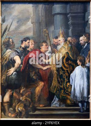 Sant'Ambrogio escludendo Teodosio dalla Cattedrale di Milano, intorno al 1619-1620, Anthony van Dyck (1599-1641), The National Gallery, Londra, Regno Unito. Foto Stock