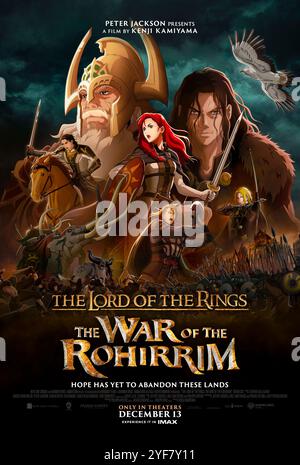 The Lord of the Rings: The War of the Rohirrim (2024) diretto da Kenji Kamiyama e interpretato da Luke Pasqualinom, Brian Cox e Miranda otto. Avventura animata su Helm Hammerhand e la leggendaria fortezza di Helm's Deep. USA SOLO PER USO EDITORIALE DI un foglio di poster. Crediti: BFA / Warner Bros Foto Stock