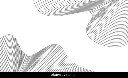 Onde astratte in bianco e nero che scorrono su uno sfondo minimalista. Illustrazione vettoriale Illustrazione Vettoriale