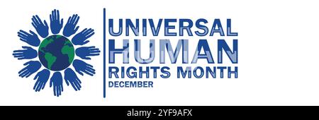 Mese universale dei diritti umani. Dicembre. Adatto per biglietti d'auguri, poster e striscioni. Illustrazione moderna Illustrazione Vettoriale