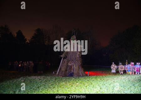 Roman Fort, Wicker Man, Event, Auxilia, Holt, Galles del Nord, Regno Unito. Foto Stock