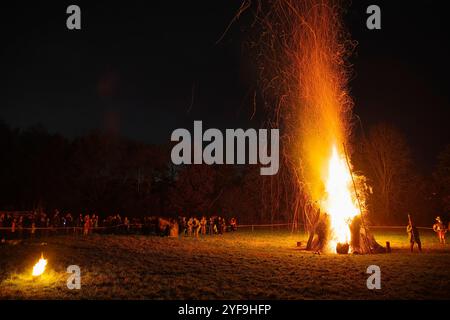 Roman Fort, Wicker Man, Event, Auxilia, Holt, Galles del Nord, Regno Unito. Foto Stock