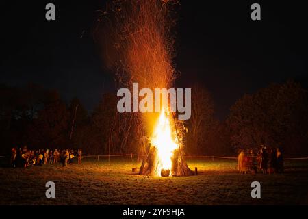 Roman Fort, Wicker Man, Event, Auxilia, Holt, Galles del Nord, Regno Unito. Foto Stock