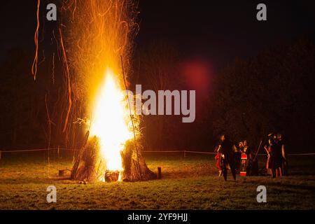 Roman Fort, Wicker Man, Event, Auxilia, Holt, Galles del Nord, Regno Unito. Foto Stock