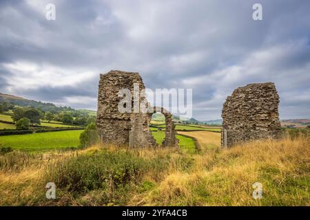 Le rovine del castello di Clun, Shropshire, Inghilterra Foto Stock