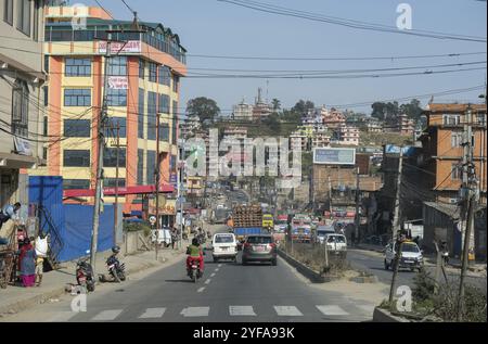 Kathmandu, Nepal, 16 marzo 2020: Paesaggio urbano e strade affollate della città di Kathmandu Nepal Asia, Asia Foto Stock