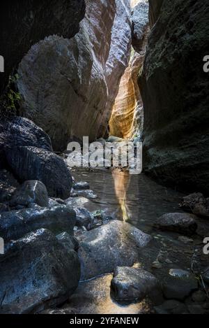 La famosa, bella e pittoresca gola di Avakas nella penisola di Akamas, il quartiere di Paphos a Cipro Foto Stock