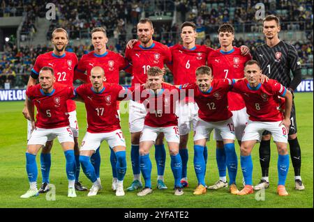 WROCLAW, POLONIA - 14 OTTOBRE 2024: Partita della UEFA Nations League Ucraina - Cechia. Squadra della Cechia. Foto Stock