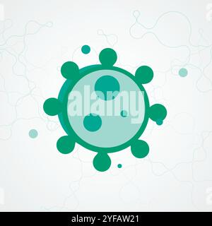 Icona con l'icona del virus su sfondo bianco. Batteri, icone della linea vettoriale dei virus. Illustrazione Vettoriale