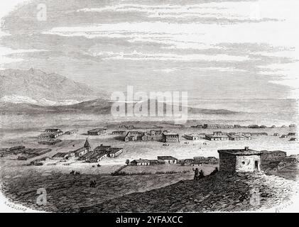 Los Angeles, California, vista durante la spedizione di Balduin Möllhausen in America, 1853-1854. Da le Tour du Monde, pubblicato Parigi, 1860. Foto Stock