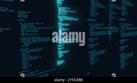 Codice di programmazione. Rendering 3d generato dal computer Foto Stock