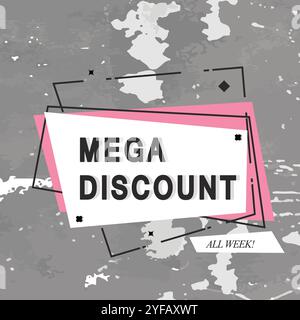 Segnale di prezzo con offerta scontata. Concetto di mercato azionario. Illustrazione vettoriale di mega saldo. Design di banner per offerta speciale Illustrazione Vettoriale