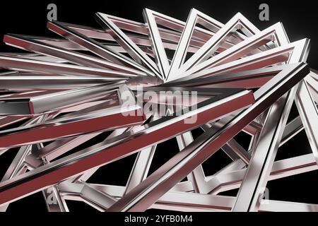 Una spirale fatta di linee d'argento e rosse Foto Stock