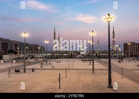 Moschea del Profeta nella zona di al Haram a Medina, Arabia Saudita Foto Stock