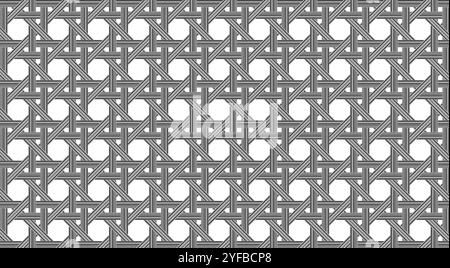 pannello in bambù intrecciato con motivo poligonale, trama senza cuciture. illustrazione vettoriale isolata su sfondo bianco. Illustrazione Vettoriale