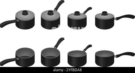 illustrazione vettoriale del set della pentola isolata su sfondo bianco. Illustrazione Vettoriale