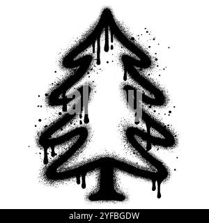 Graffiti di pini con vernice spray nera. illustrazione vettoriale. Illustrazione Vettoriale