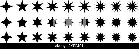 Forme diverse di stelle e distintivi di design. Illustrazione vettoriale Illustrazione Vettoriale