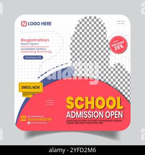 Stilo scolastico per bambini Social Media Post Design Banner Illustrazione Vettoriale