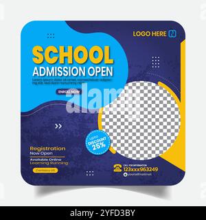 Banner post-design sui social media della Stylus scolastica per ragazzi Illustrazione Vettoriale