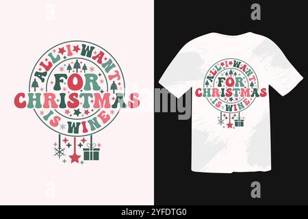 T-shirt natalizia Boho, design SVG Christmas Wenter Illustrazione Vettoriale