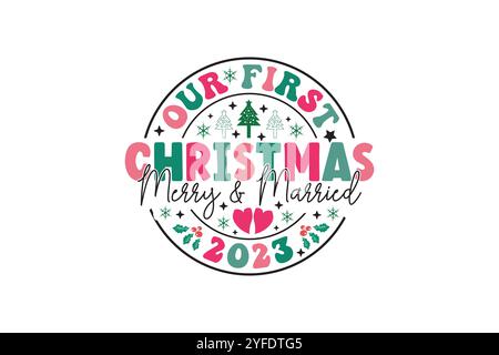 T-shirt natalizia Boho, design SVG Christmas Wenter Illustrazione Vettoriale